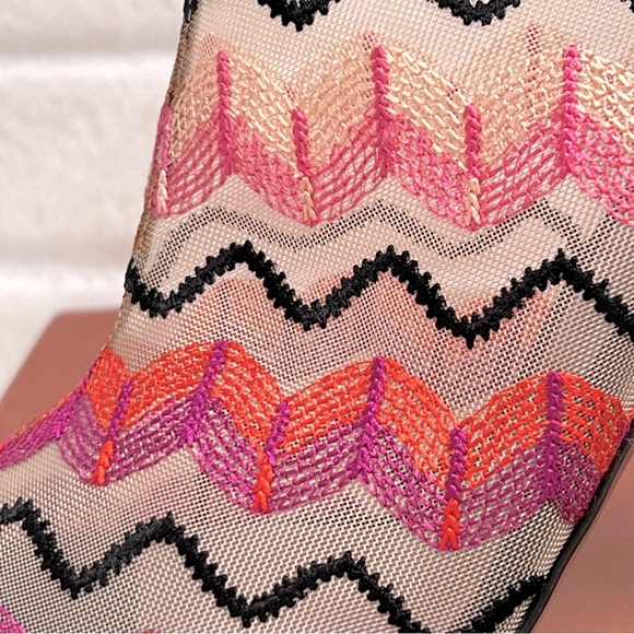 NIB Missoni Zig Zag Multicolor Embroidered Mesh Peep Toe Booties - Picture 6 of 13